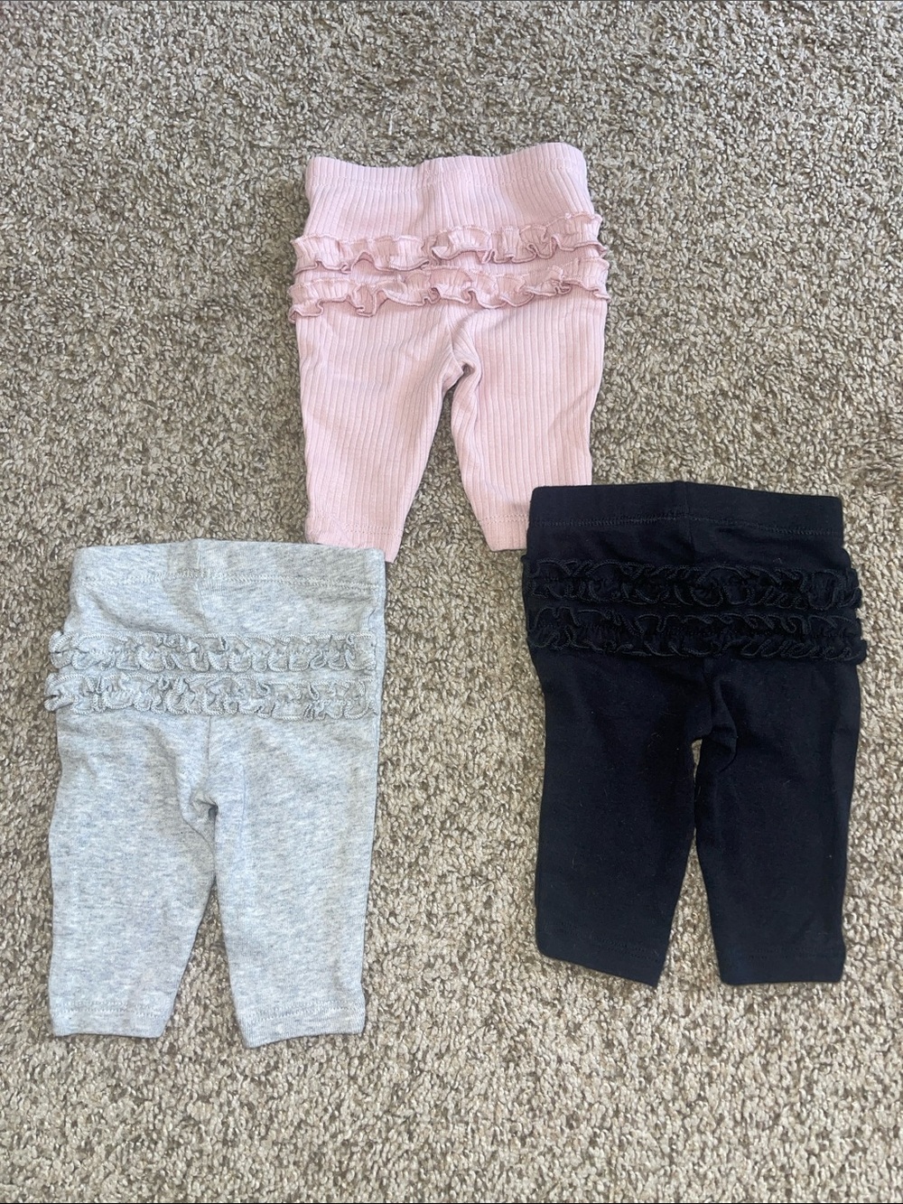 Baby Ruffle Pants - Pink, Gray, Black (3-Pack)